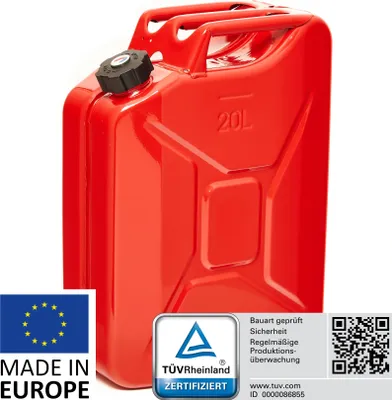 Produktbild von BW® Kraftstoffkanister Metall Benzinkanister 20 Liter mit Schraubverschluss - Rot RAL 3000 - UN-Zulassung - Hergestellt in Europa