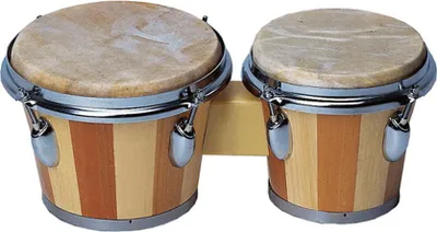 Produktbild von Betzold Bongos, stimmbar, gestreift, 19 cm / 16 cm, aus Holz und Naturfell