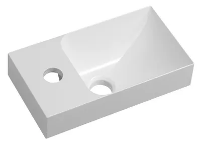 Produktbild von Sapho PICCOLINO Gussmarmor-Waschbecken 30,8x17cm, Wasserhähne linken, Weiß