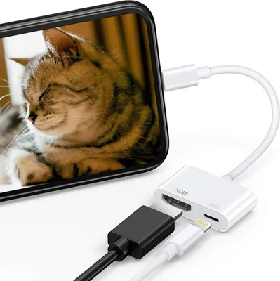 Produktbild von Lightning auf HDMI Adapterkabel 1080P, Plug & Play Videoadapter ohne Stromversorgung, Typ-C kompatibel, für iPhone/iPad auf TV/Projektor, Audio & Video Synchronisation