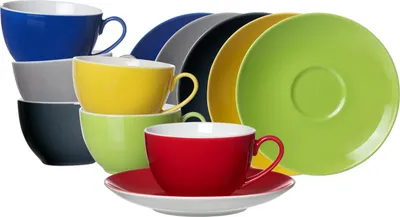 Produktbild von Ritzenhoff & Breker DOPPIO Kaffeetassen mit Untertassen 200 ml 6er Set Mix