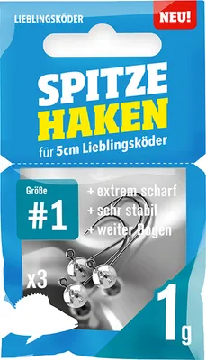 Produktbild von Lieblingsköder Spitze Haken Gr. 1 - 3 Jighaken, Gewicht:1g