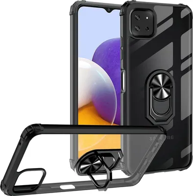 Produktbild von Transparente Hülle Für Samsung Galaxy A22 5G Schwarzer Rahmen 2X Gehärtetes Glas
