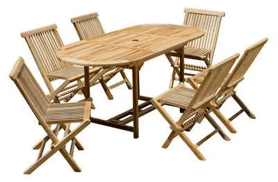 Produktbild von Gartenlounge Teakholz massiv ausziehbar 6 Personen