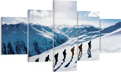 Produktbild von Bild auf Leinwand - Leinwandbild - 5 Teile - Berg Wanderung Gipfel - 125x70cm - Wand Bild - Wanddeko - Wandbilder - Leinwanddruck - Bilder - Wanddekoration - Leinwand bilder - Wandbild - EA125x70-4803