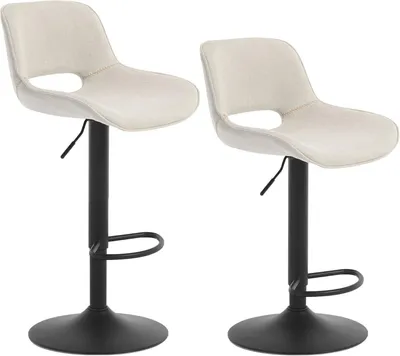 Produktbild von WOLTU Barhocker höhenverstellbar, Tresenstuhl, mit Fußstütze, Leinen Metall : Beige 2 Farbe: Beige Stückzahl: 2