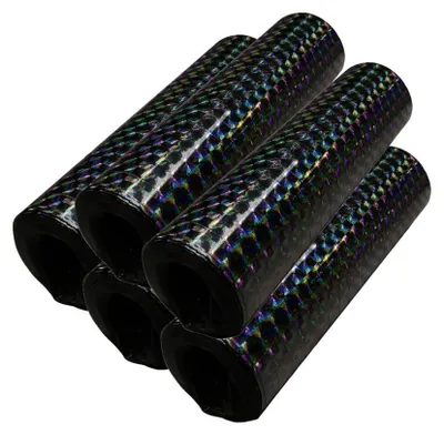 Produktbild von 5 Rollen Papier Luftschlangen schwarz metallic holografisch