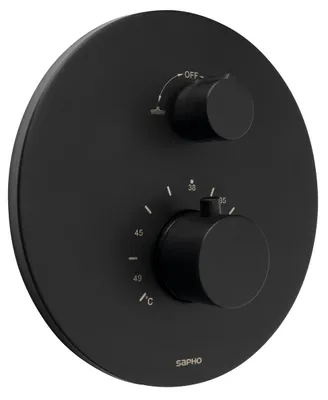 Produktbild von Sapho Thermostat-Unterputz Duscharmatur, inkl. Grundkörper, 2 Wege, Schwarz matt