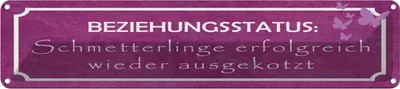 Produktbild von vianmo Blechschild 10x46 cm Beziehungsstatus Schmetterlinge Spruch Zitat