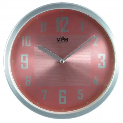 Obrázek produktu pro Nástěnné hodiny MPM, 2825.7023 - stříbrná/růžová, 25cm