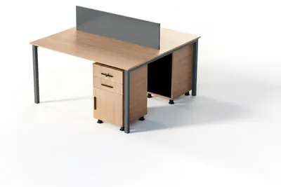 Obrázek produktu pro Moderní béžový psací stůl se zásuvkami a kovovou konstrukcí