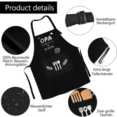 Produktbild von Kochschürze Baumwolle, schwarz, Einheitsgröße, für Männer und Grillen