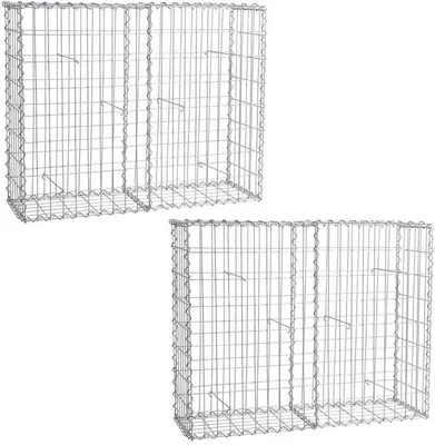 Produktbild von Gabionen 100x80x30 cm 2er Set Stein Korb Metall Wand Draht Sichtschutz