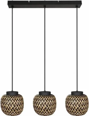 Image de Suspension Elaine noire 3xE27x40W en métal, dimensions : 120x75x20 cm, IP20, Reality