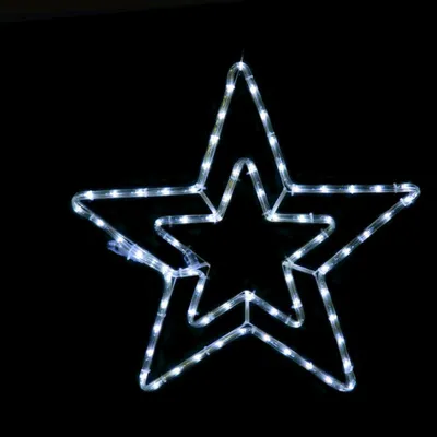 Produktbild von ACA Beleuchtete Weihnachtsstern-Außendekoration, 60 LEDs, 2,5 m Schlauch, kaltweiß, IP44, 46 cm, 1,5 m Netzkabel X08182116