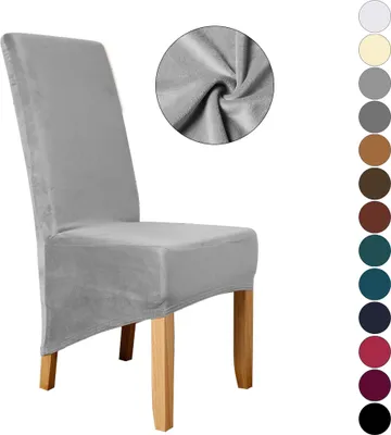 Produktbild von Stuhlhussen 1er pack, Samt Universal Stretch Stuhlbezug Maschinenwaschbar Esszimmer Hussen Stuhl, Grau