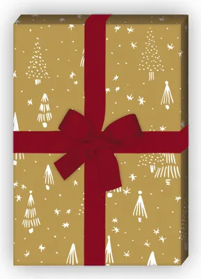 Produktbild von Retro Weihnachtspapier mit grafischem Weihnachtsbaum Wald, beige, 32 x 48cm - G9836, 32 x 48cm