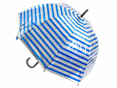 Produktbild von Happy Rain Long AC Domeshape Langschirm, silber-blau gestreift