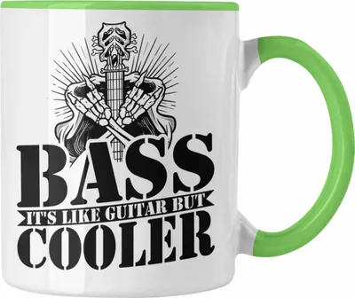 Produktbild von Trendation - Bassist Tasse Geschenk Bass-Spieler Geschenkidee Kaffee-Becher Bass It's Like Guitar But Cooler (Grün)