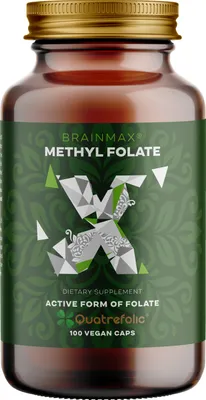 Obrázek produktu pro BrainMax Methyl Folate, Kyselina listová v aktivní formě, 400 mcg, 100 kapslí