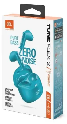 Zdjęcie produktu dla JBL Tune Flex 2, True Wireless Stereo (TWS), Połączenia/muzyka, 20 - 20000 Hz, Zestaw słuchawkowy, Turkusowy