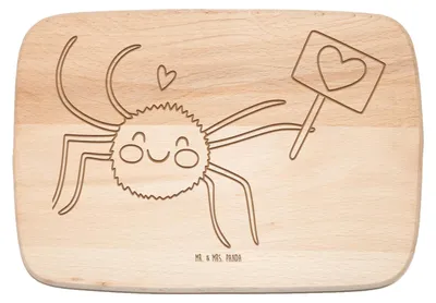 Produktbild von Mr. & Mrs. Panda Schneidebrett Spinne Agathe Motivation - Transparent - Geschenk, Frühstücksbrett, vesperbrett, Dankeschön, Holzbrettchen, schneidbrett, Glück, Vertrauen
