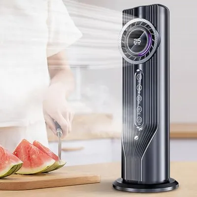 Produktbild von Tragbarer Klimaanlage Ventilator Schreibtisch Heizung Ventilator mit Timer Verdunstungsluft Heizung 6 Geschwindigkeit Leise USB Wiederaufladbar für Desktop Zimmer Büro Auto Camping Zelt Wohnheim