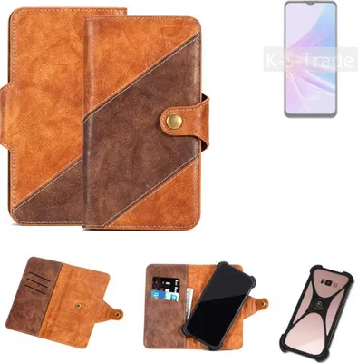 Produktbild von K-S-Trade Handyhülle Schutzhülle Bookstyle Case Wallet-Case kompatibel mit Oppo A78 5G Cover Klapphülle Kantenschutz Smartphone dunkelbraun braun