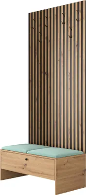 Produktbild von MIRJAN24 Garderoben-Set Balma IV, Unterschrank mit Lamellen, 2x Gepolstertes Paneel 42x42 (Farbe: Artisan Eiche / Artisan eiche + Schwarz, Manila 11)