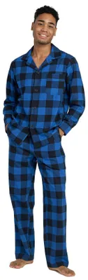 Produktbild von Flanell-Pyjama-Set für Herren in Schwarz und Blau