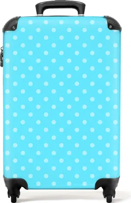 Produktbild von NoBoringSuitcases.com® Koffer Handgepäck Trolley Rollkoffer Kleine Reisekoffer mit 4 Rollen - Blau - Punkte - Muster - Cabin Size < 55x40x23 cm & 55x40x20 cm - Fotokoffer - Kabinenkoffer - BoardgepäckHandgepäck Koffer 55x35x20 cm, 36L,