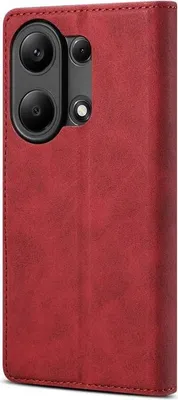 Immagine prodotto di Custodia a libro in pelle Lenuo per Xiaomi Redmi 13 rossa