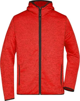 Produktbild von Kapuzenjacke aus Strickfleece in Melangeoptik red-melange/black, Gr. XL