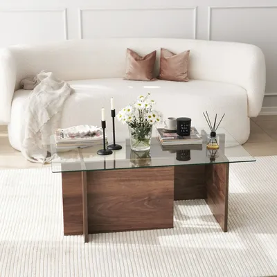 Produktbild von Skye Decor, New Escape - Walnut, Couchtische, Nussbaum, Glas, 105 x 40 x 65 cm