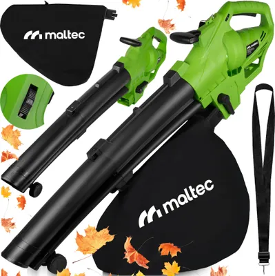 Immagine prodotto di Soffiatore per foglie Aspiratore per foglie MalTec soffiatore elettrico per foglie con trituratore Trituratore hoover 3500W 270km/h ruote a nastro sacco di raccolta 45 litri