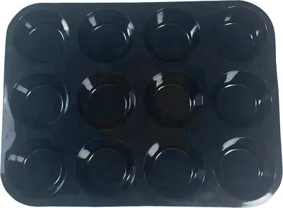 Immagine prodotto di INF Stampo per torta in silicone - Stampo per muffin da 12 tazze Nero