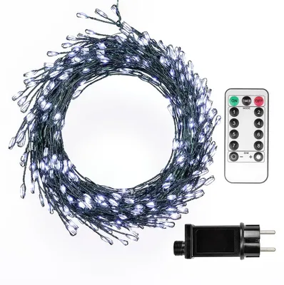 LED-Lichterkette 15 m, 500 kaltweiße LEDs, mit Fernbedienung