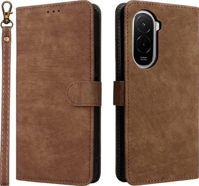Produktbild von Hülle für Xiaomi Poco M7 - Phonesta Vintage Skin Book Wallet Klapphülle mit abnehmbarer Kordel - Braun