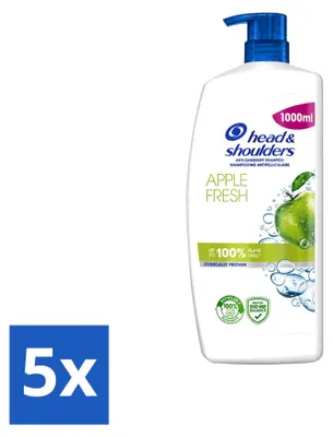 Produktbild von 5 x Head & Shoulders Anti-Schuppen Shampoo Apple Fresh mit Pumpspender 1000 ml - Vorteilspackung - 5 Stücke