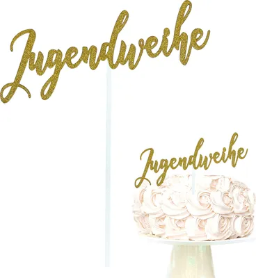 Produktbild von Oblique Unique Jugendweihe Torten Topper Glitzernd gold für Jugendweihe Party Dekoration Jugendweihedeko Kuchendeckel