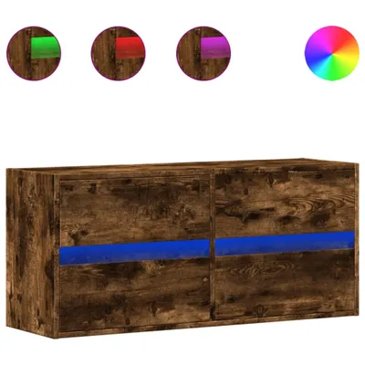 Zdjęcie produktu dla vidaXL Szafka ścienna pod TV z oświetleniem LED dąb wędzony 100x31x45 cm