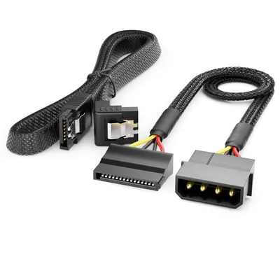 Produktbild von deleyCON 30cm Molex auf 15-pin SATA Kabel Set 6 Gbit/s - Schwarz