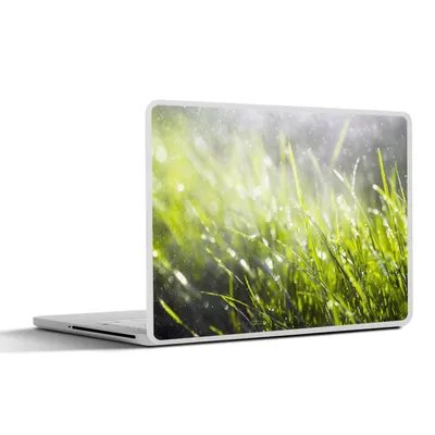 Produktbild von MuchoWow® Laptop Aufkleber Sticker Cover Wassertropfen fallen auf das Gras 30x21 cm - Sticker für Laptop - Selbstklebend