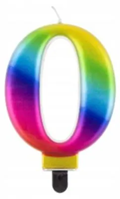 Produktbild von GoDan Regenbogen Zahl 0 Geburtstagskerze Tortendekoration