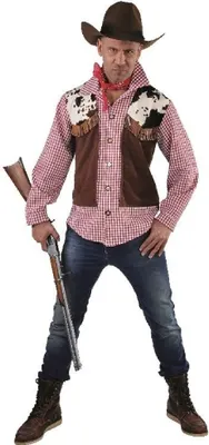Produktbild von M215234-L brauntöne Herren Cowboy Hemd + Cowboy Weste angenäht Gr.L
