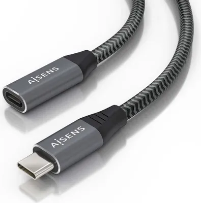 Immagine prodotto di Cavo di prolunga USB 3.2 Aisens A107-0761/ USB Tipo-C maschio - USB Tipo-C femmina/ Fino a 100W/ 20Gbps/ 1,5 m/ Grigio