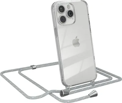 Produktbild von EAZY CASE Handykette kompatibel mit Apple iPhone 15 Pro Max, Handyhülle mit Umhängeband, Handykordel, Schutzhülle Clear, Band in Grau