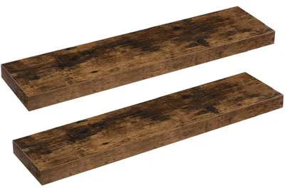Obrázek produktu pro Závěsná police, sada 2 kusů, rozměry 80 x 20 x 3,8 cm, barva vintage hnědá, s nenápadnými držáky