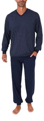 Produktbild von Normann Herren langarm Schlafanzug mit Bündchen - Pyjama auch in Übergrössen erhältlich ; navy , 56
