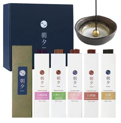 Räucherstäbchen-Set mit Halter, 5 Düfte, 40 Stäbchen, Japan